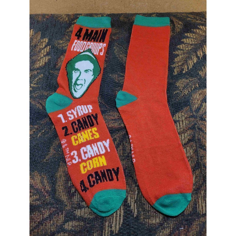 Elf 'Four Food Groups' Adult Crew Novelty Socks- OSFM
